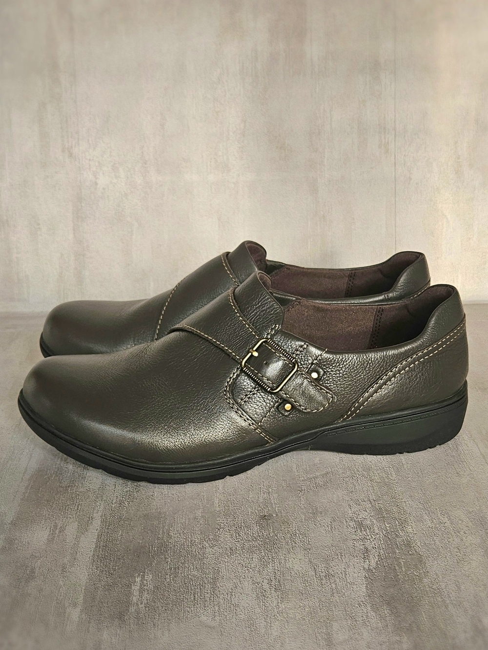 ​Clarks Collection Carleigh Jazz Brown Leather Shoes Women Size 10W Wide
